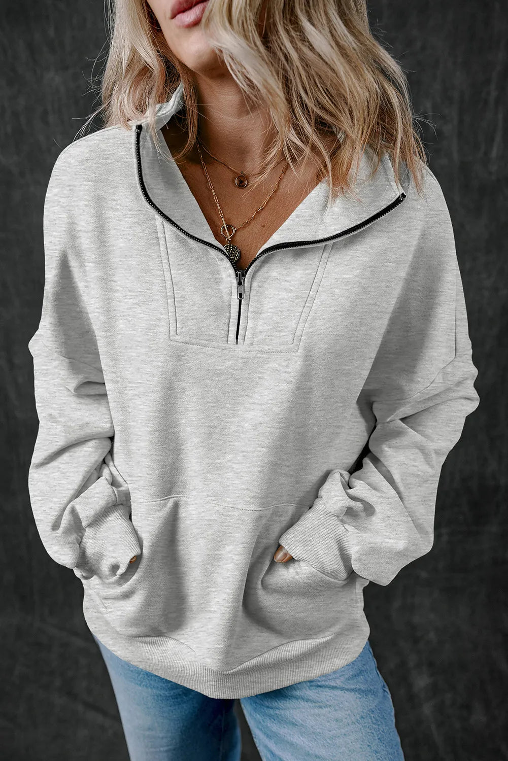Getting Cozy Half Zip Long Sleeve Sweatshirt