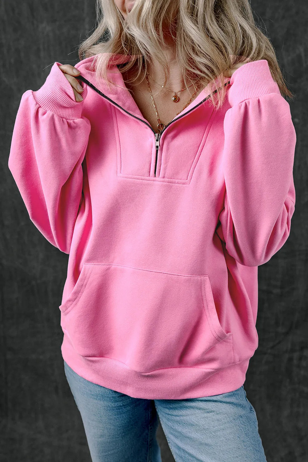 Getting Cozy Half Zip Long Sleeve Sweatshirt