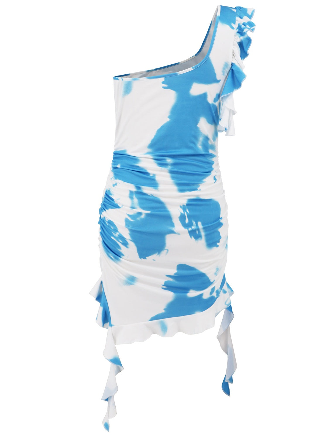 Lorena Ruffled Tie-Dye Single Shoulder Mini Dress
