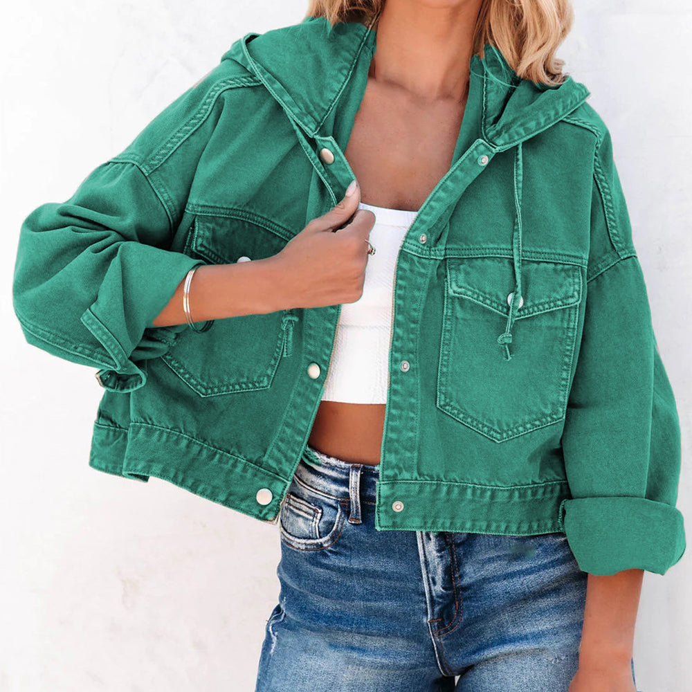 Bree Hooded Dropped Shoulder Denim Jacket