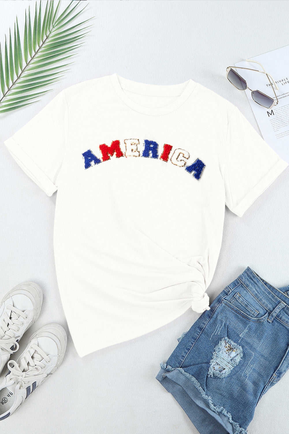 "AMERICA" Round Neck Short Sleeve T-Shirt