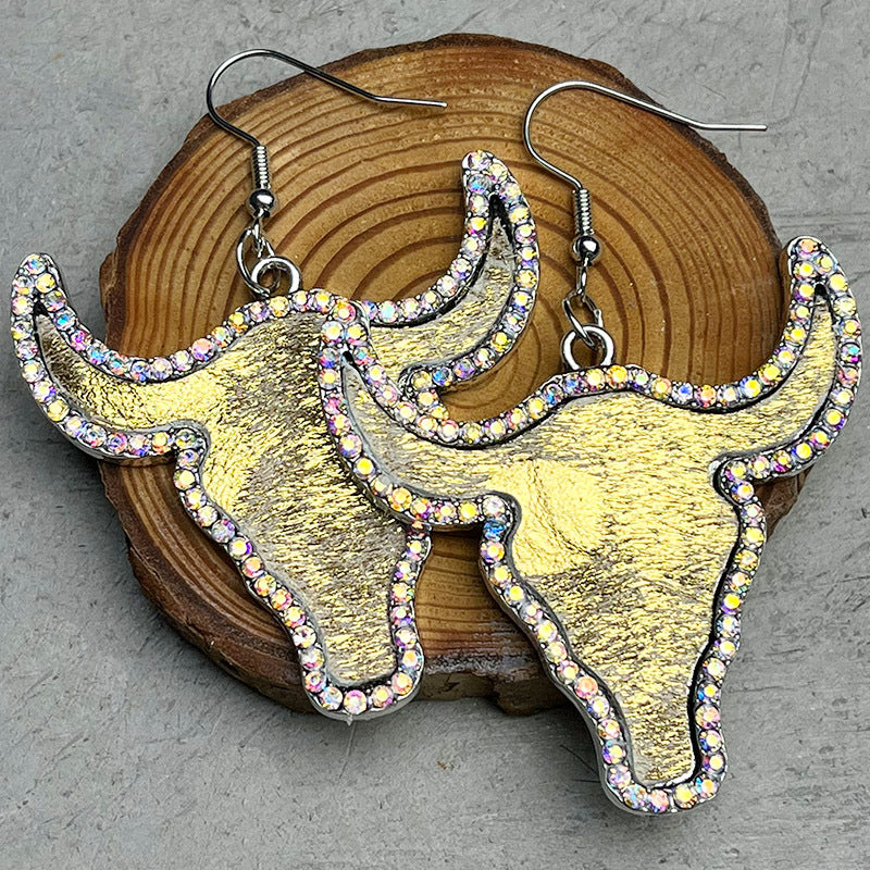 No Bull Rhinestone Bull Earrings