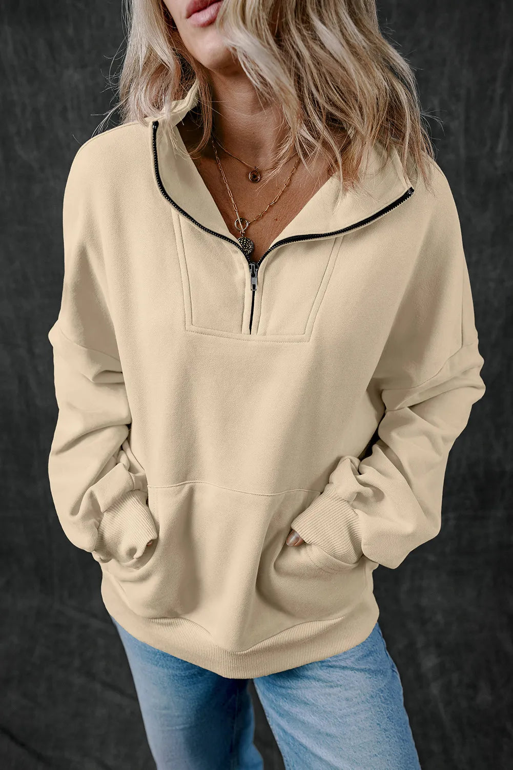 Getting Cozy Half Zip Long Sleeve Sweatshirt