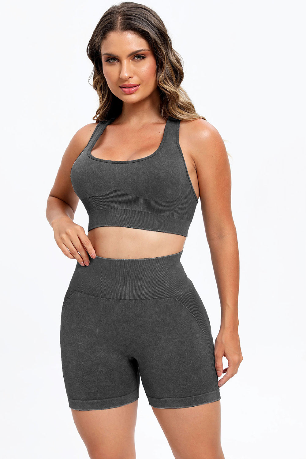 Bessa 3 Piece Washed Square Neck Wide Strap Active Set