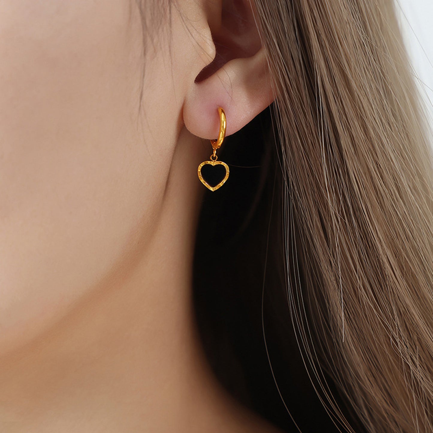 Cold Hearted 18K Gold-Plated Heart Drop Earrings