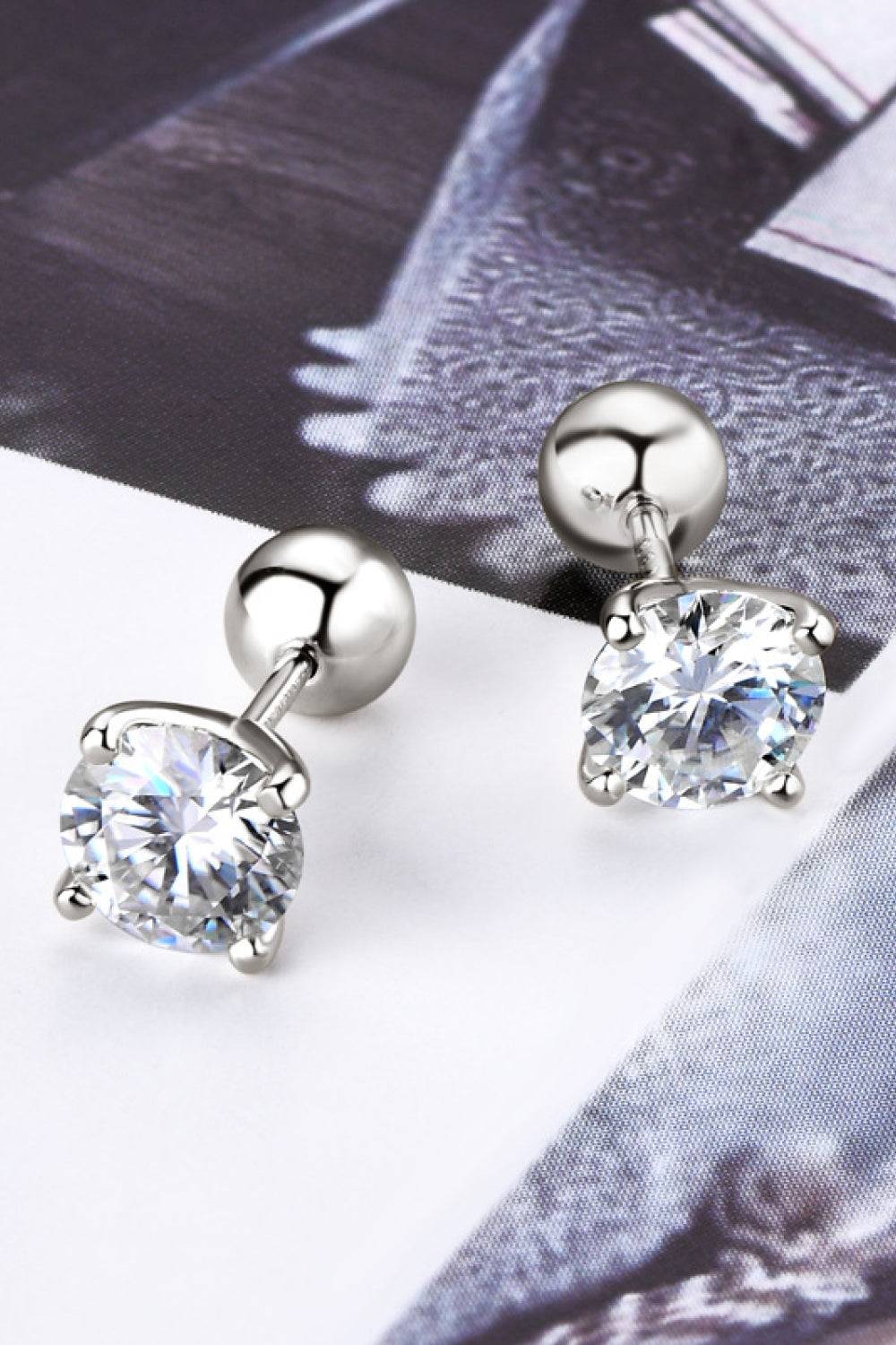 Ella 2 Carat Moissanite 925 Sterling Silver Stud Earrings