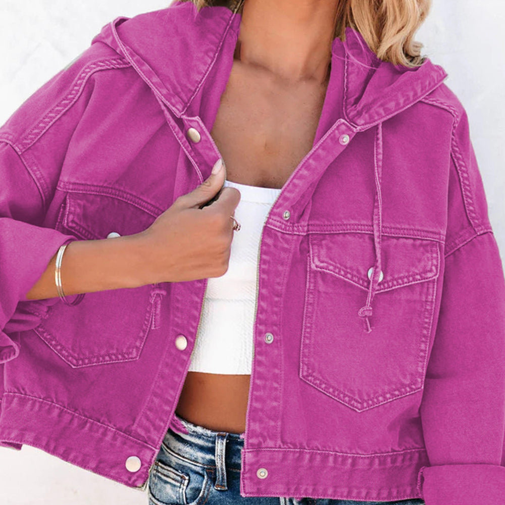 Bree Hooded Dropped Shoulder Denim Jacket
