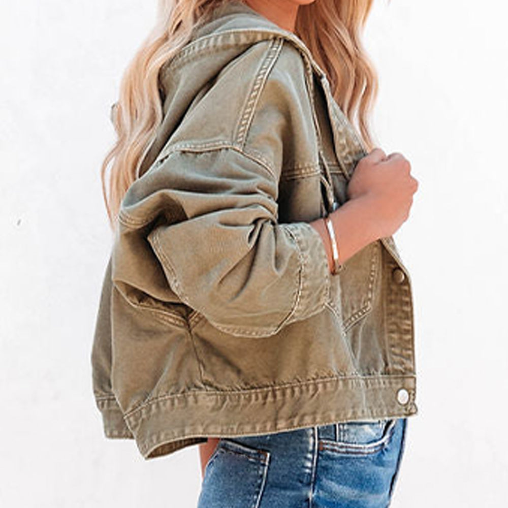 Bree Hooded Dropped Shoulder Denim Jacket