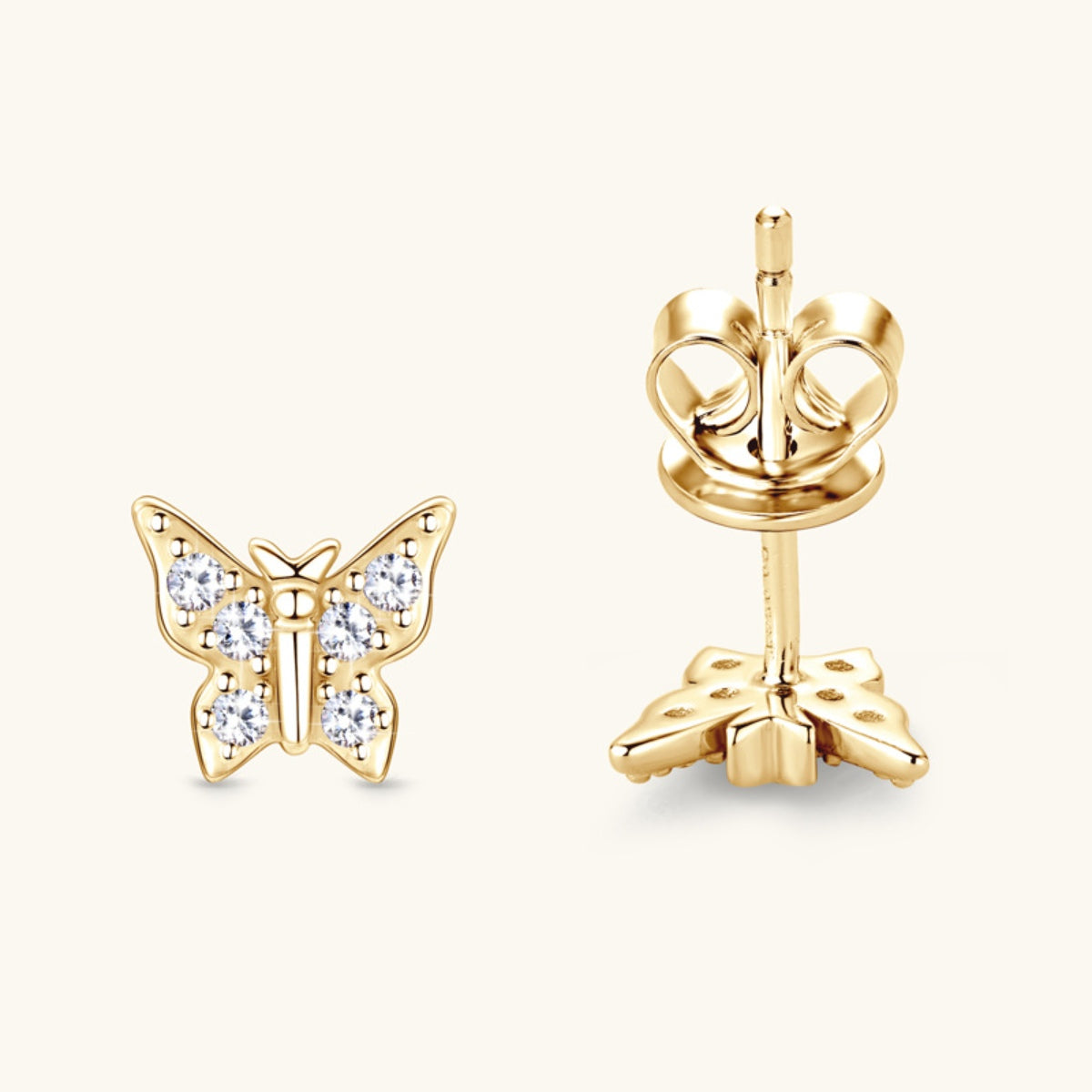 "Butterfly Kisses" Moissanite 925 Sterling Silver Butterfly Stud Earrings