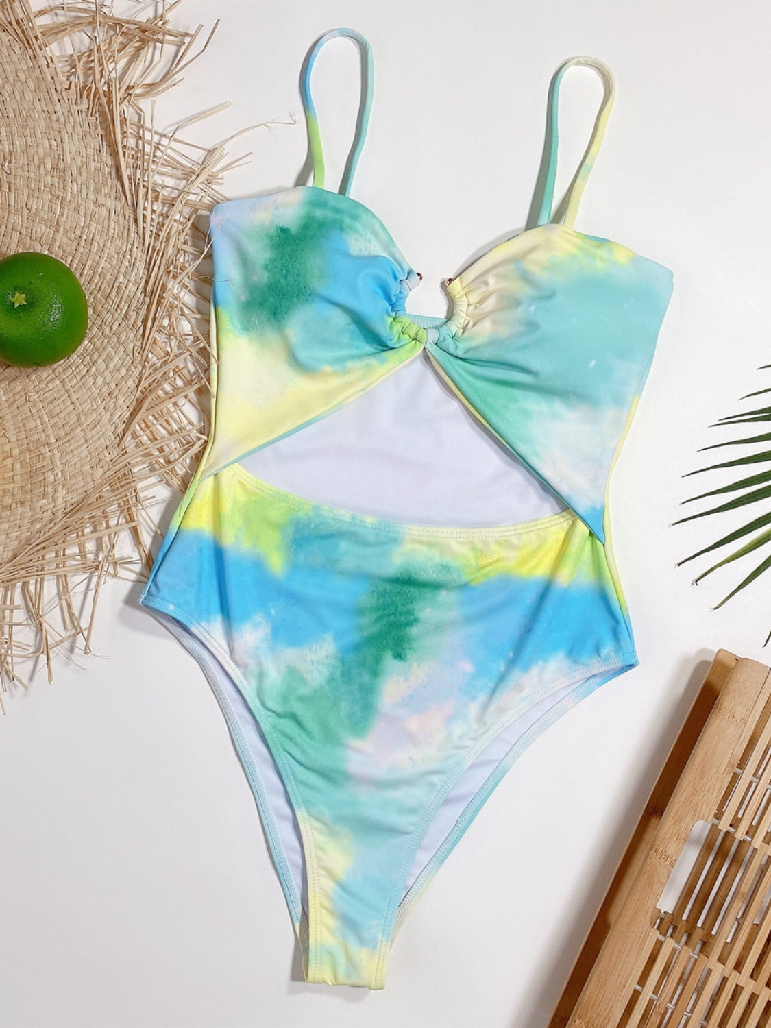 Payton Cutout Tie-Dye Spaghetti Strap One-Piece Swimwear
