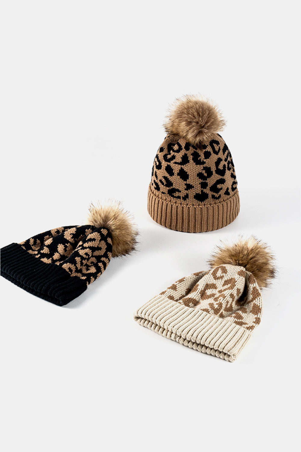 Just Chill Leopard Pom-Pom Cuffed Beanie