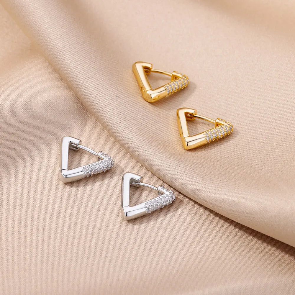 This is Debatable CZ Triangular Hoops