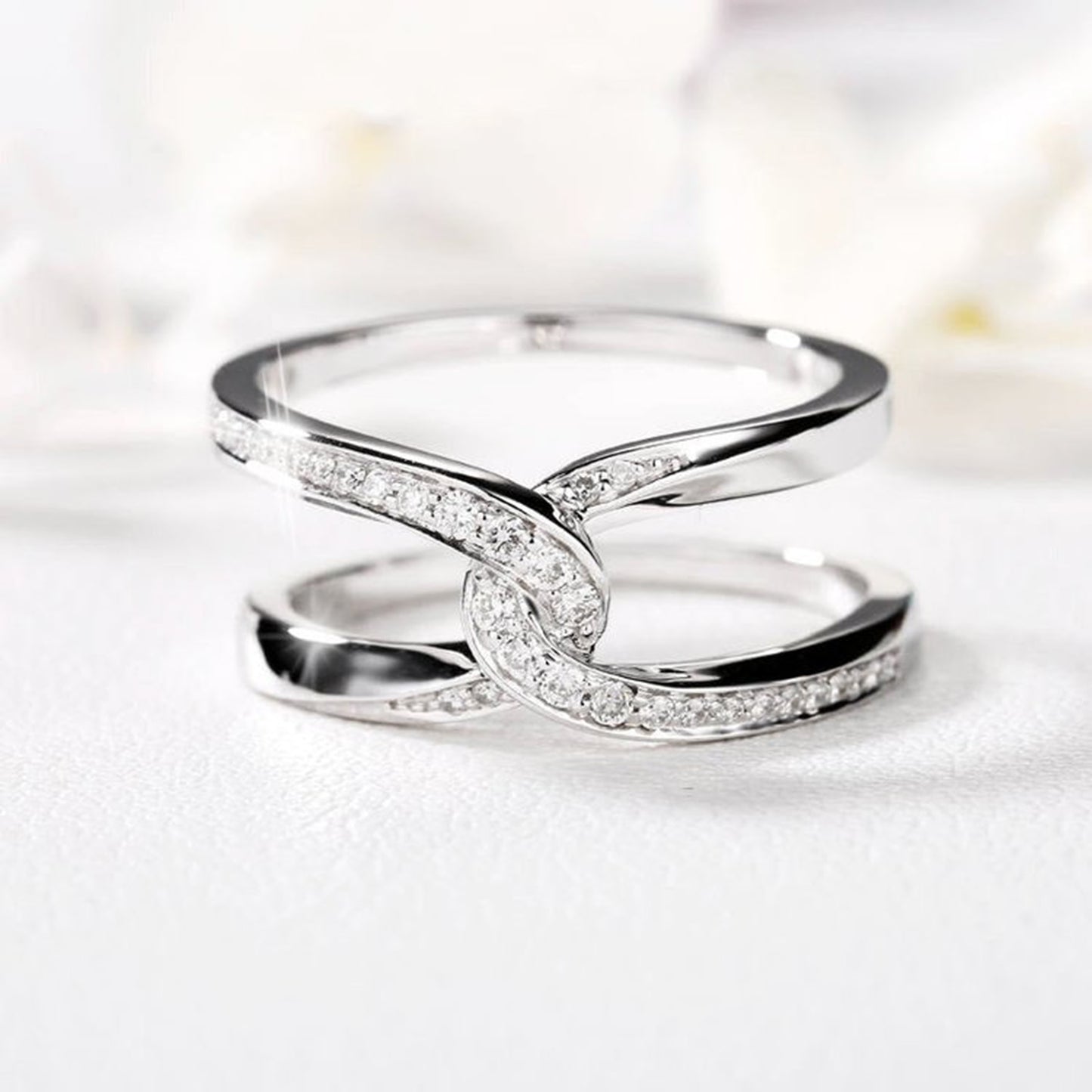 Olivia Twisted Inlaid Zircon Double-layered Ring