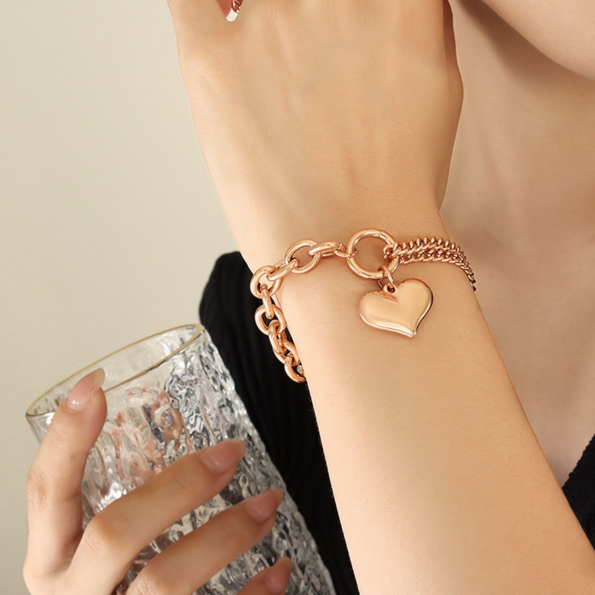 Xandra Half Chunky Chain Titanium Steel Bracelet