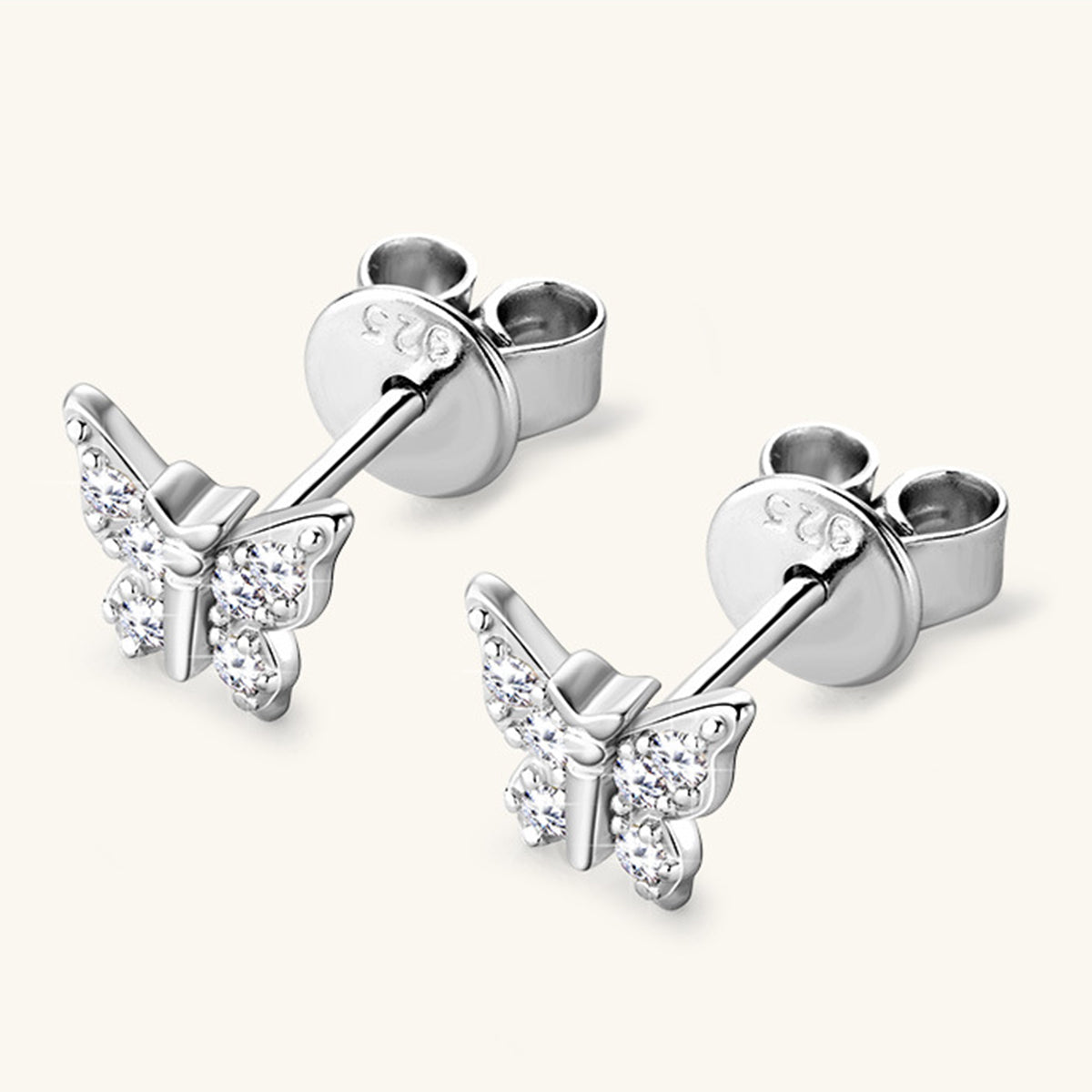 "Butterfly Kisses" Moissanite 925 Sterling Silver Butterfly Stud Earrings