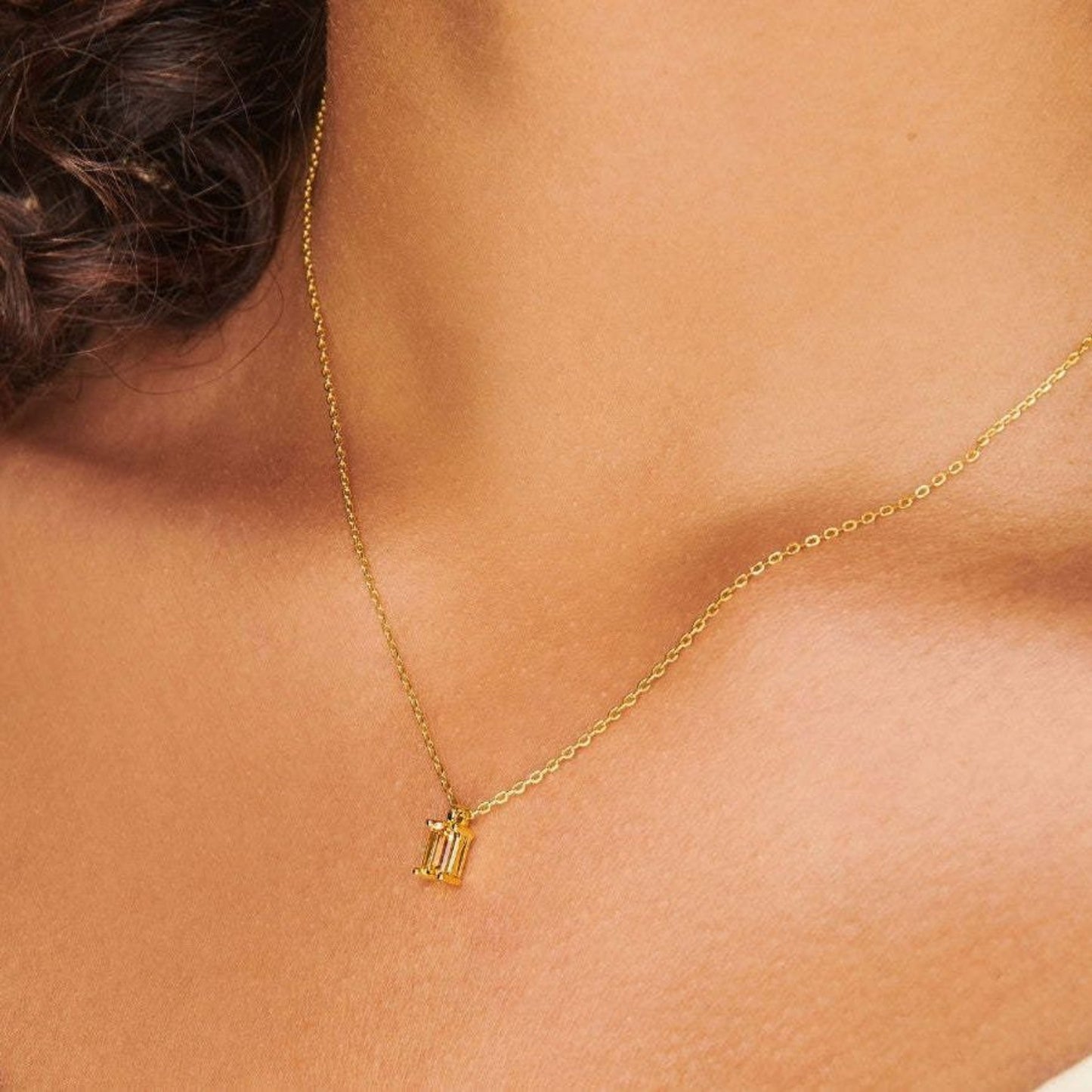 Celestial Spark Titanium Steel Inlaid Zircon Pendant Necklace