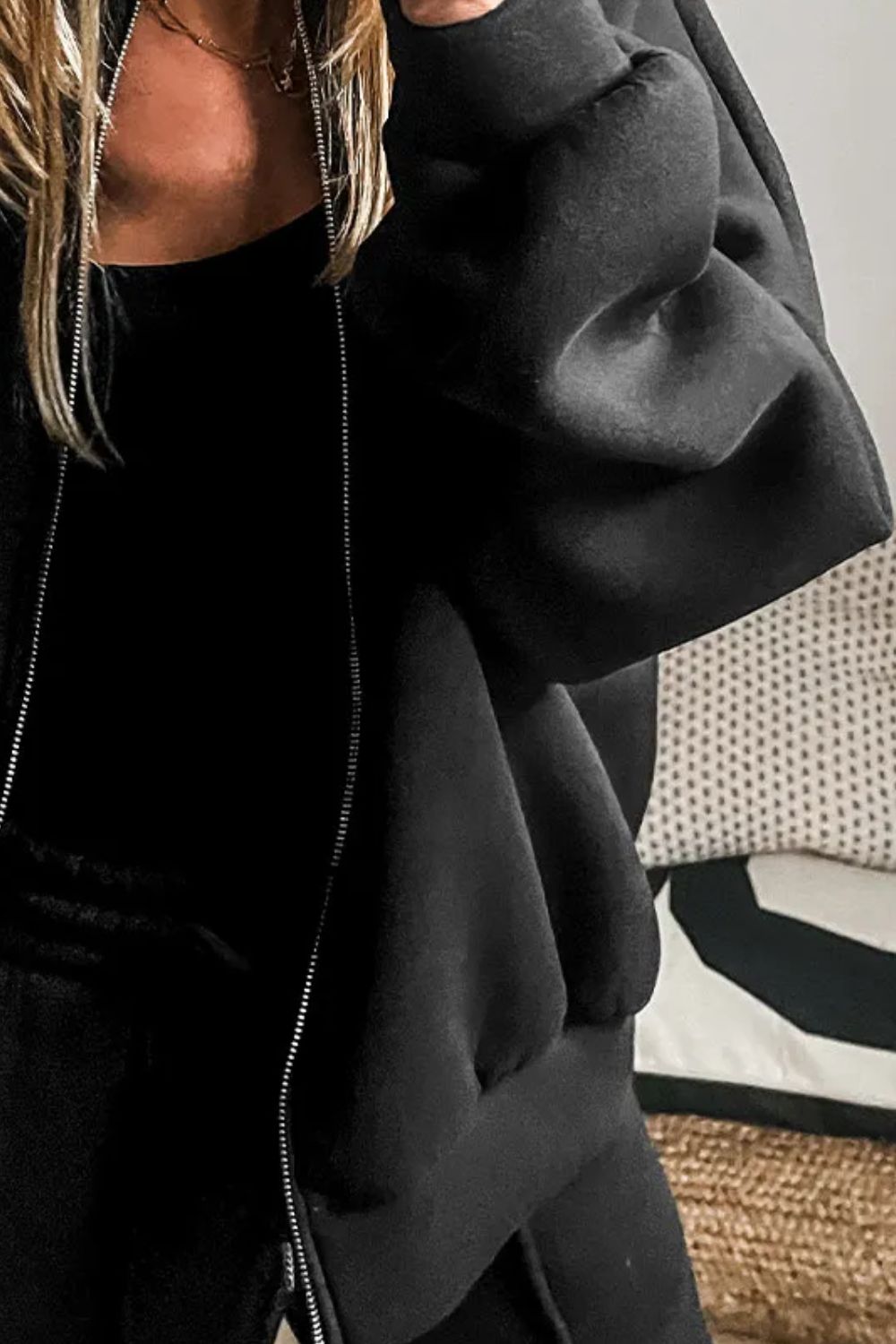 Luxe-Layer Zip Up Long Sleeve Top and Pants Set