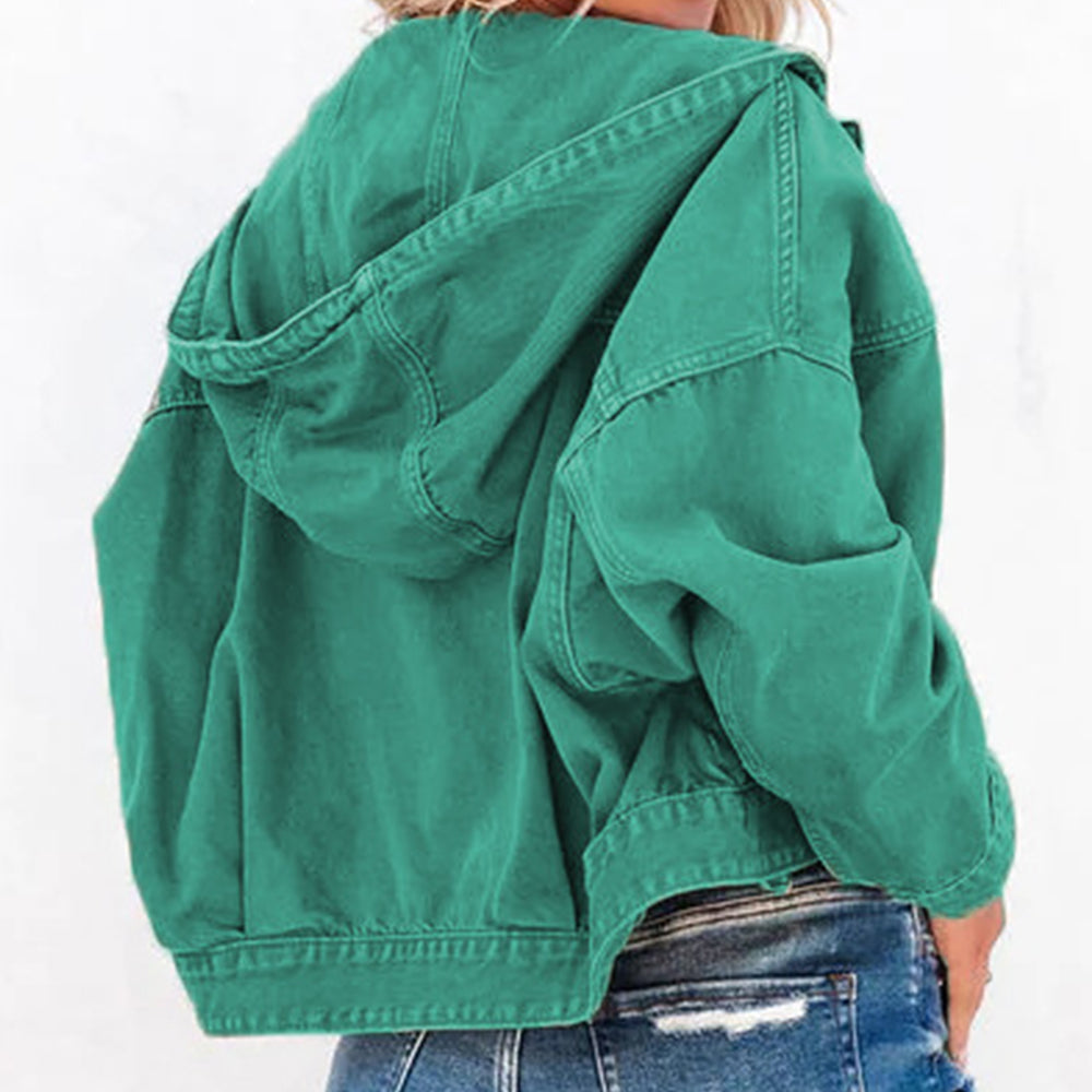 Bree Hooded Dropped Shoulder Denim Jacket