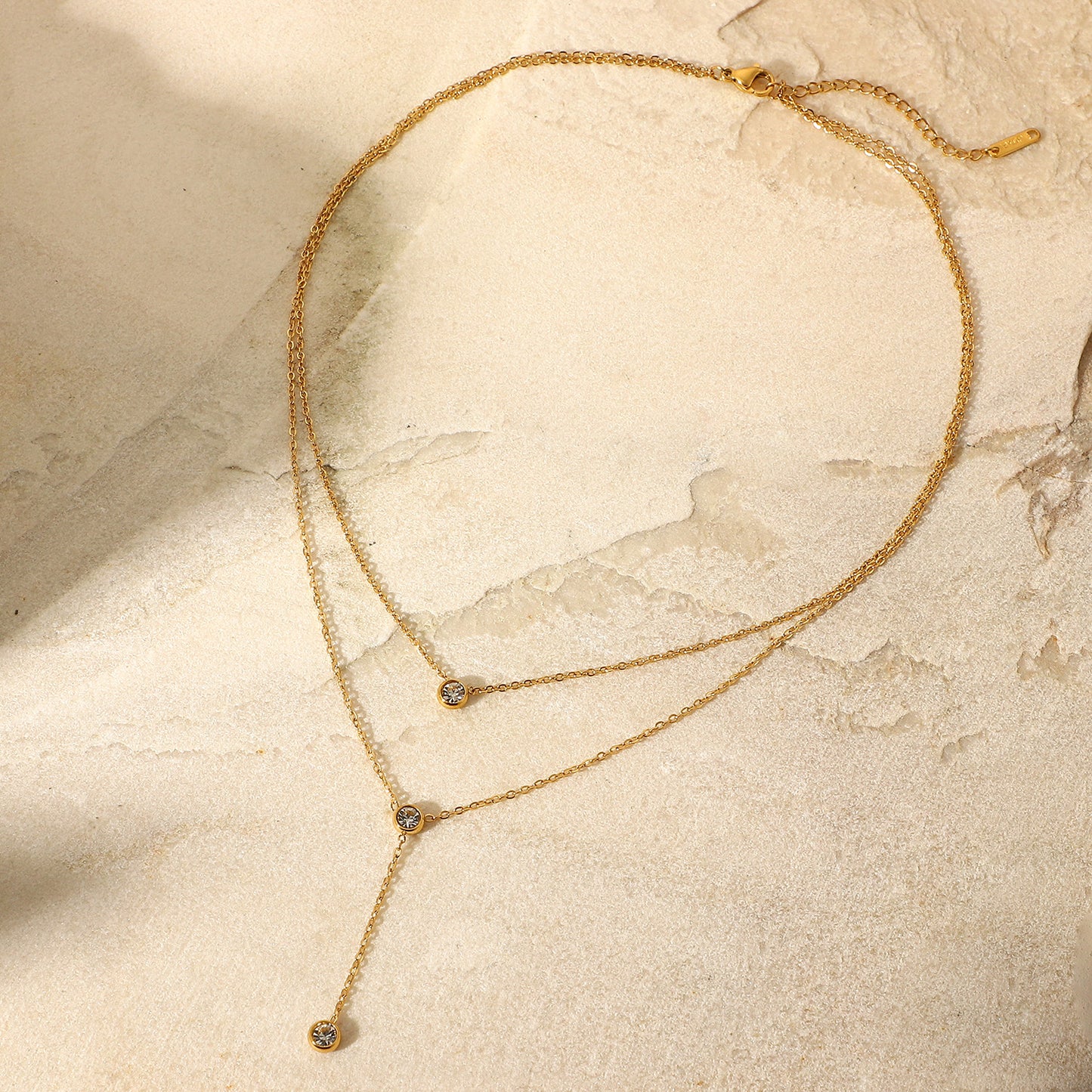 Macey Stainless Steel Zircon Double-Layered Necklace