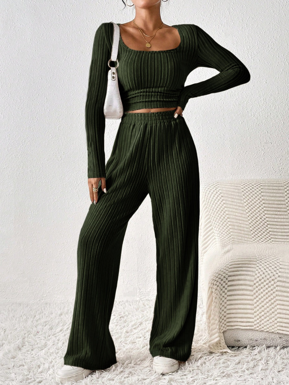 Honey Love Scoop Neck Long Sleeve Top and Pants Set