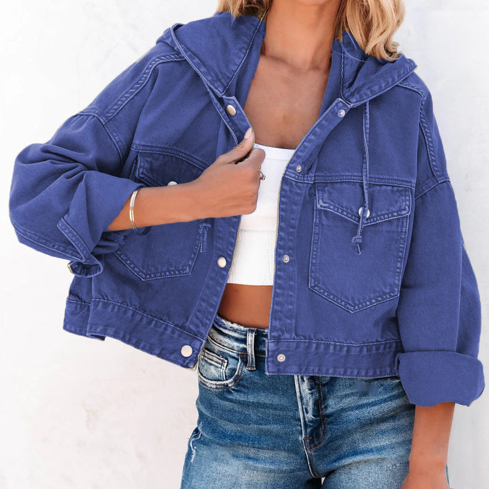 Bree Hooded Dropped Shoulder Denim Jacket