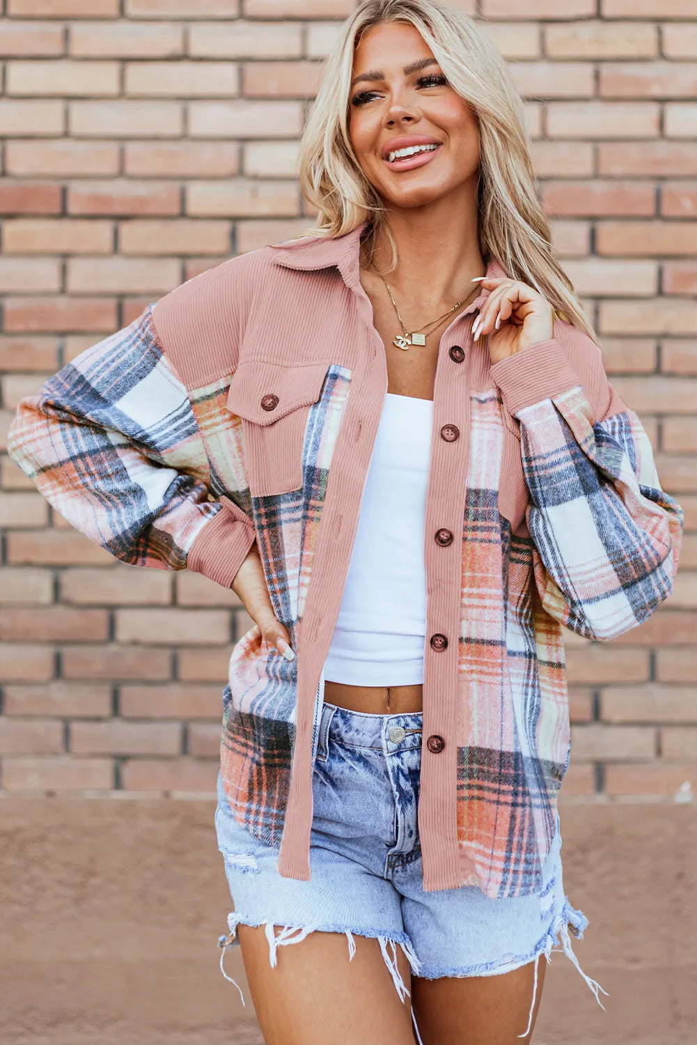 Nellie Plaid Button Up Long Sleeve Shacket