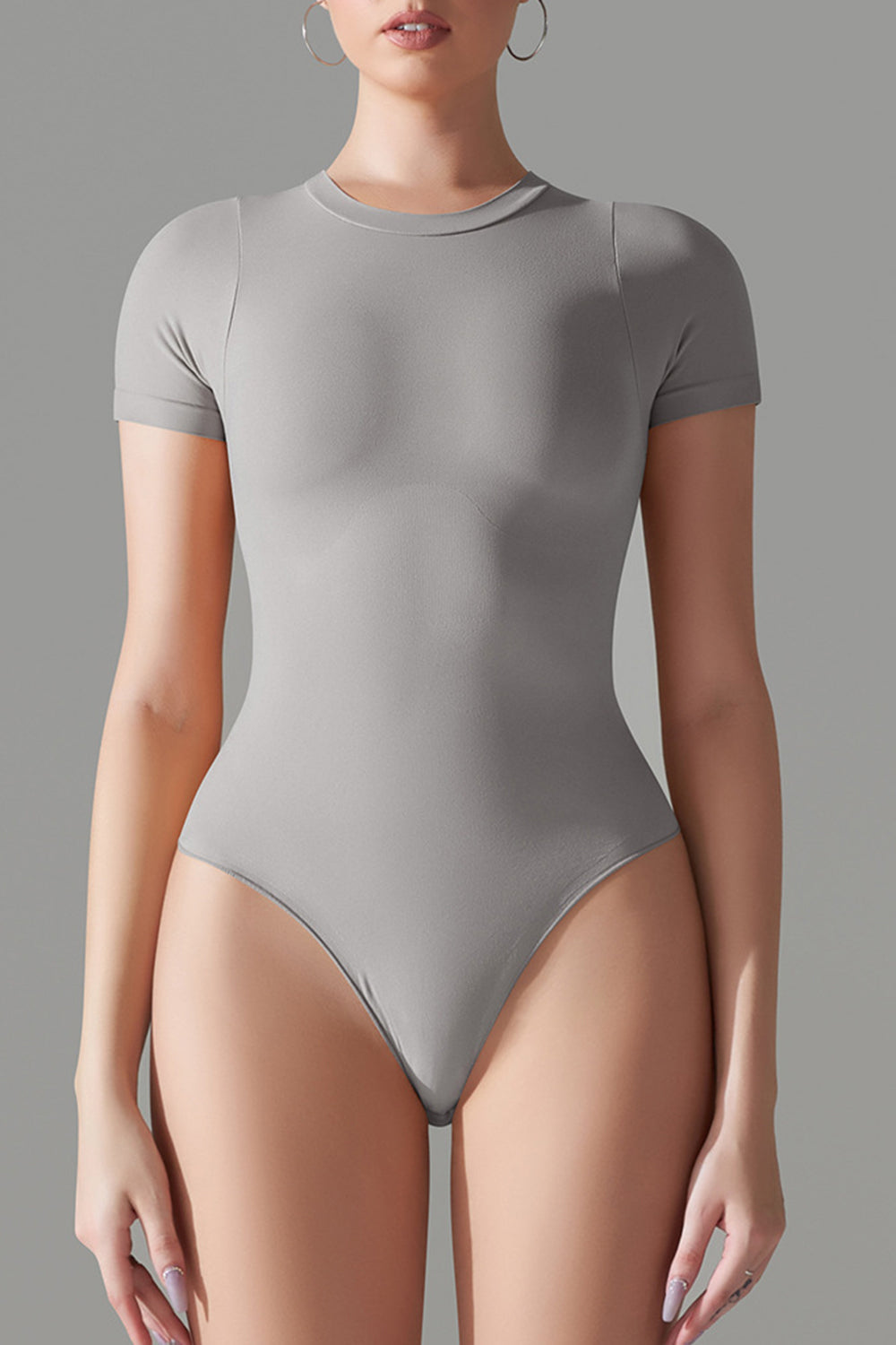 Leslie Round Neck Short Sleeve Active Bodysuit