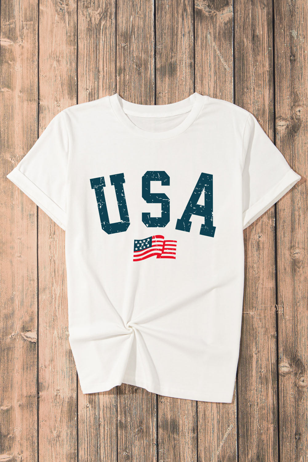 "Born in the USA" Round Neck Short Sleeve T-Shirt