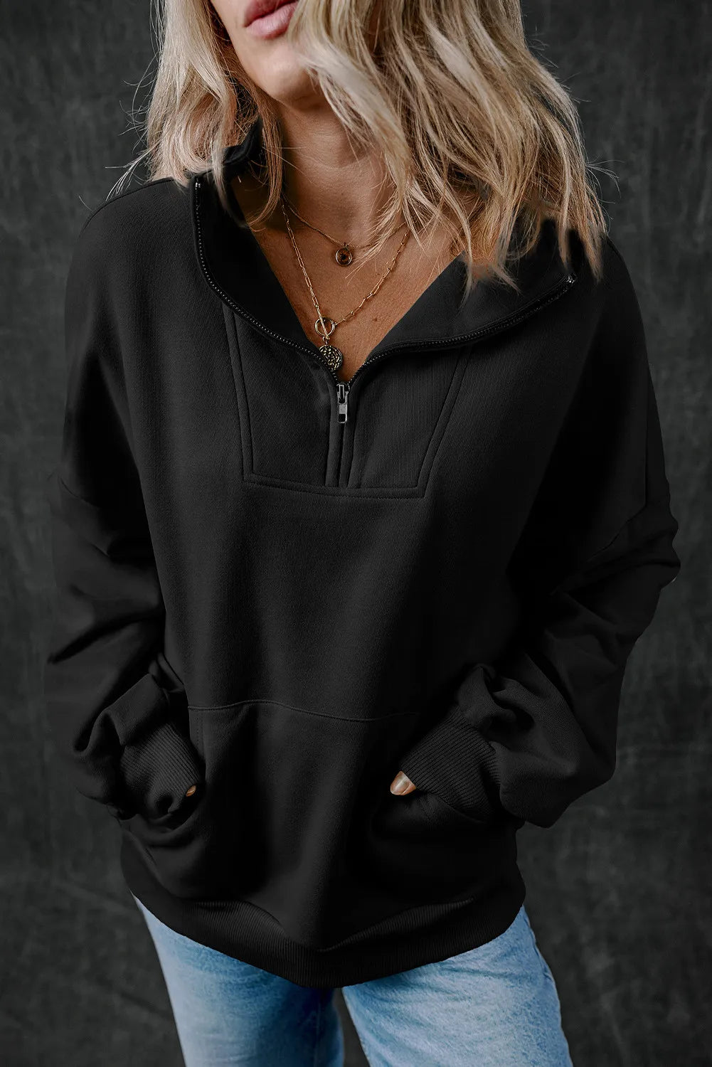 Getting Cozy Half Zip Long Sleeve Sweatshirt