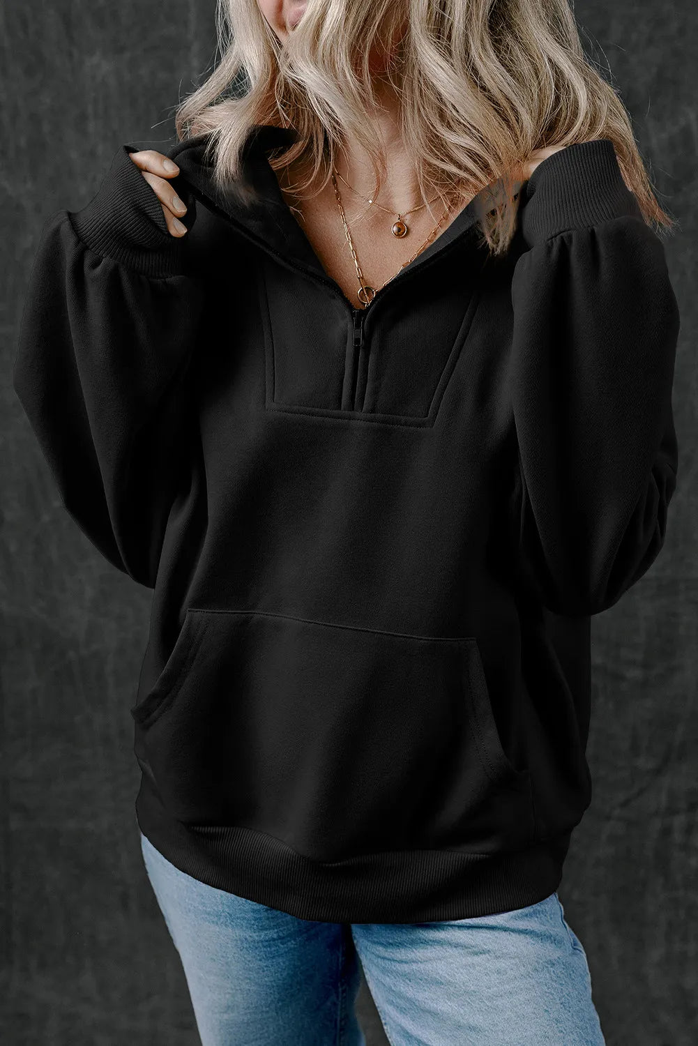 Getting Cozy Half Zip Long Sleeve Sweatshirt