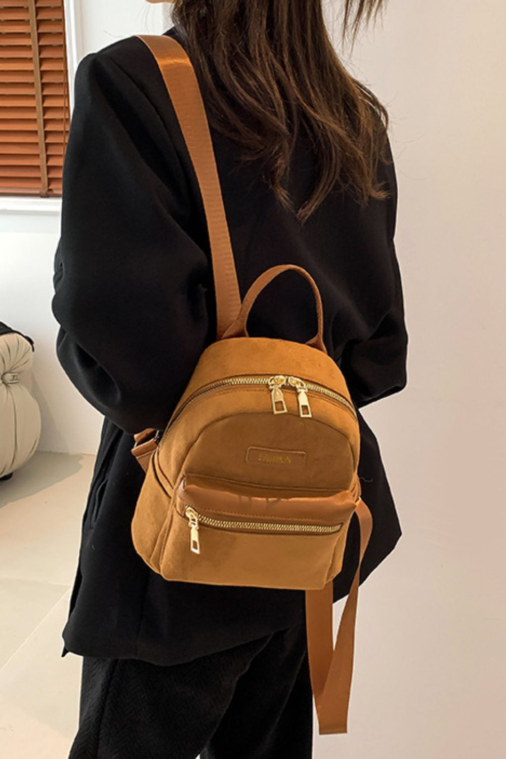 Janie Suede Adjustable Strap Backpack Bag