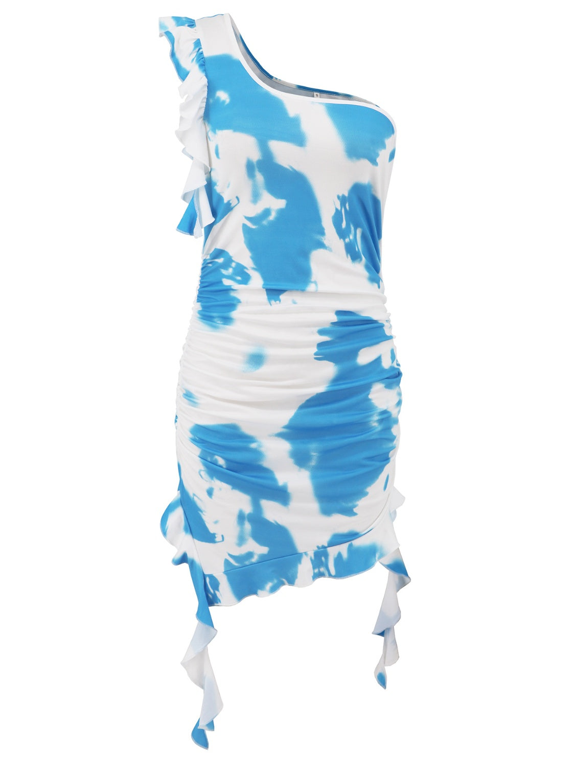 Lorena Ruffled Tie-Dye Single Shoulder Mini Dress