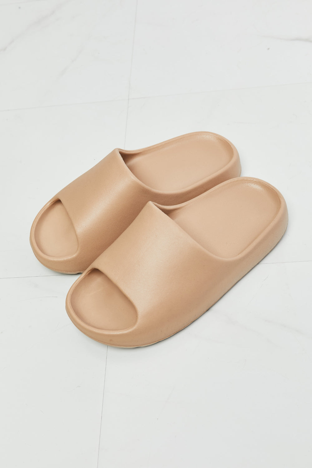 Beige Open Toe Slides
