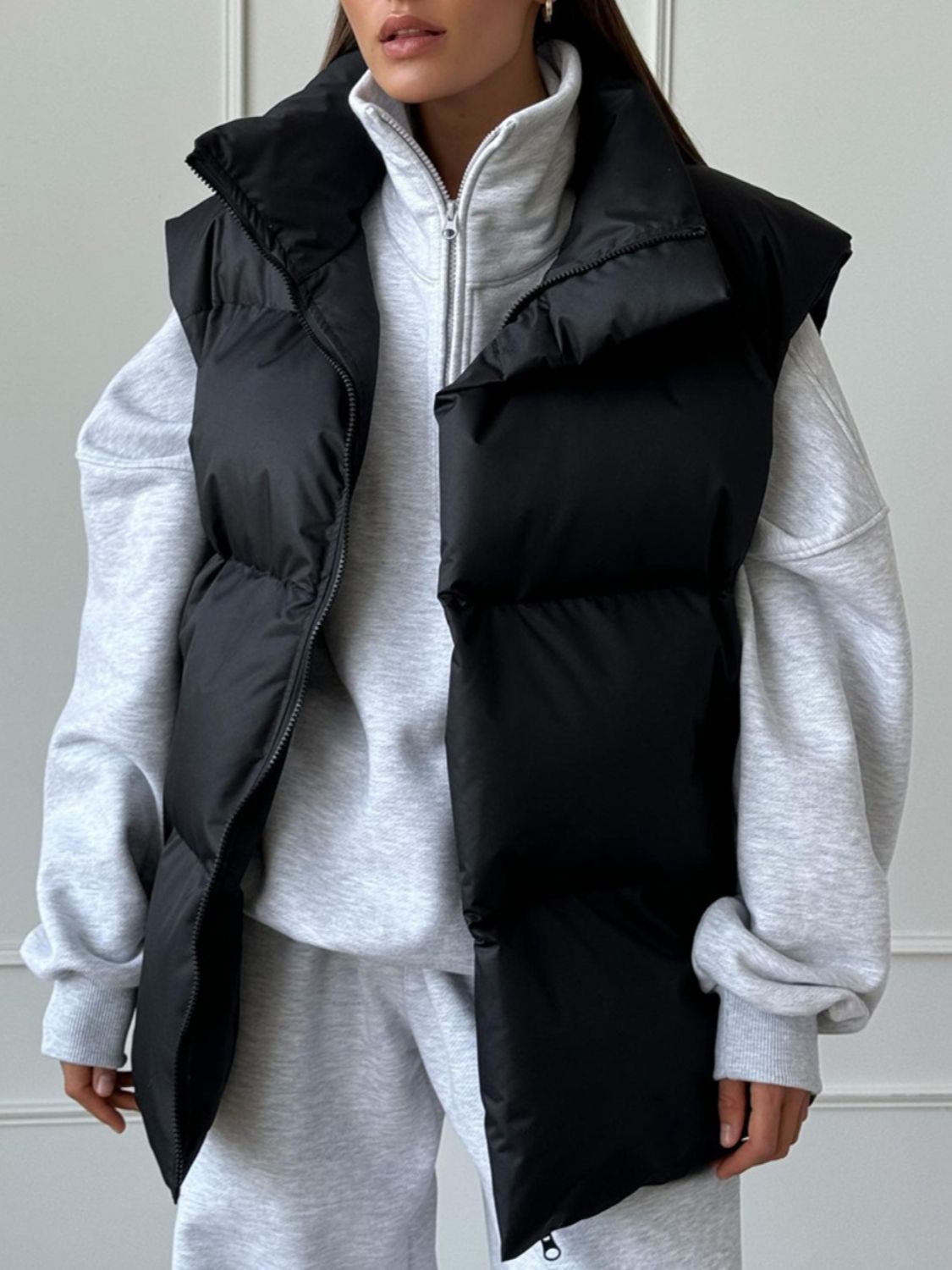 Amarae Zip Up Turtleneck Vest Coat