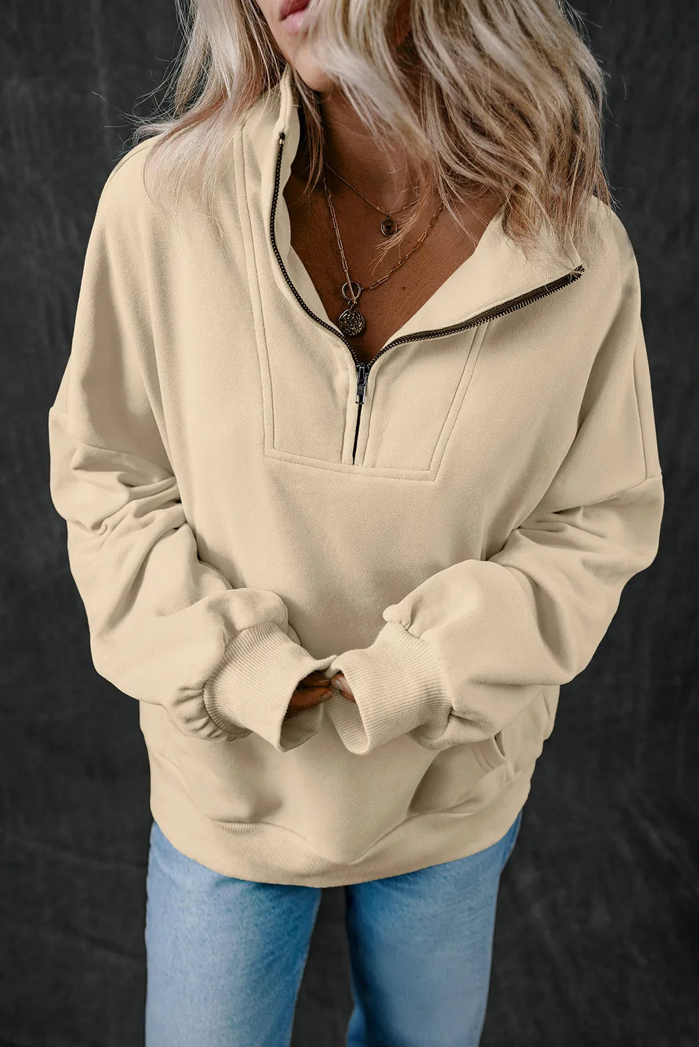 Getting Cozy Half Zip Long Sleeve Sweatshirt