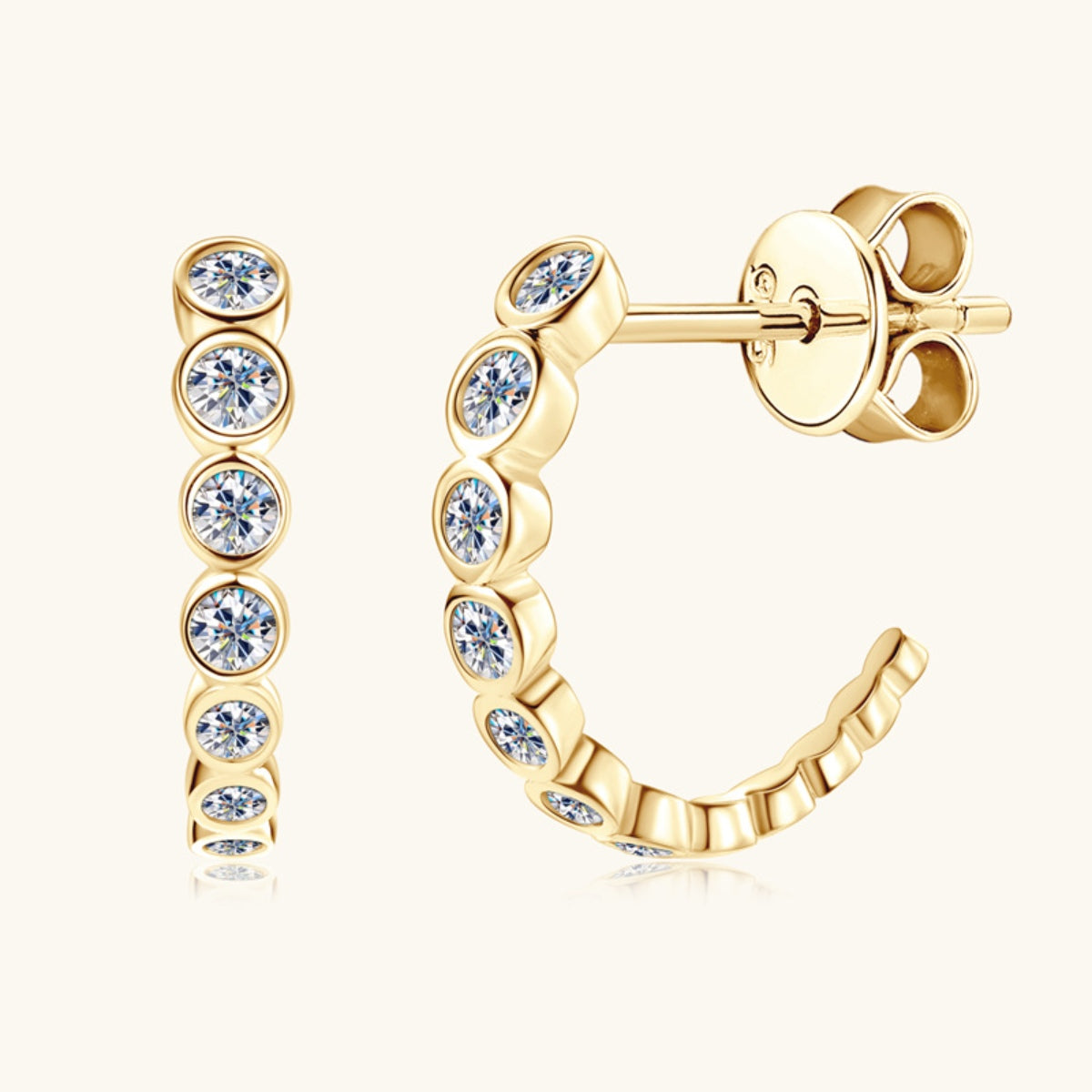 Hannah Inlaid Moissanite 925 Sterling Silver C-Hoop Earrings