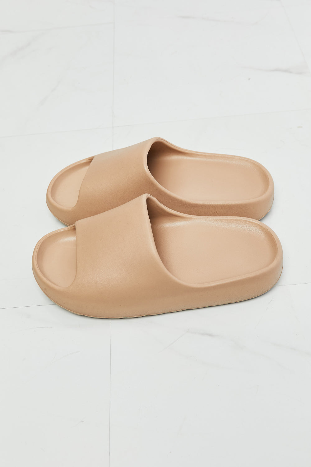 Beige Open Toe Slides