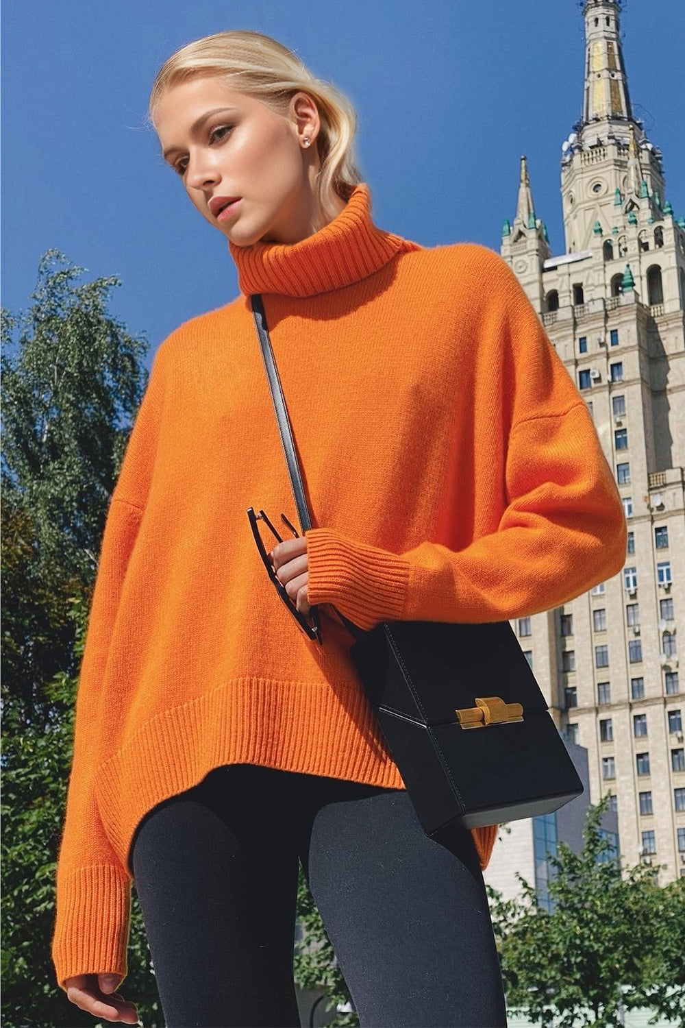 Cozy Bliss Turtleneck Dropped Shoulder Long Sleeve Sweater