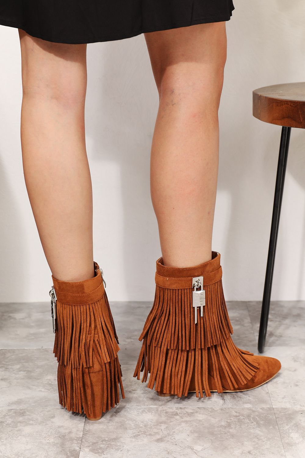 Aurora Stomp Women's Tassel Wedge Heel Ankle Booties