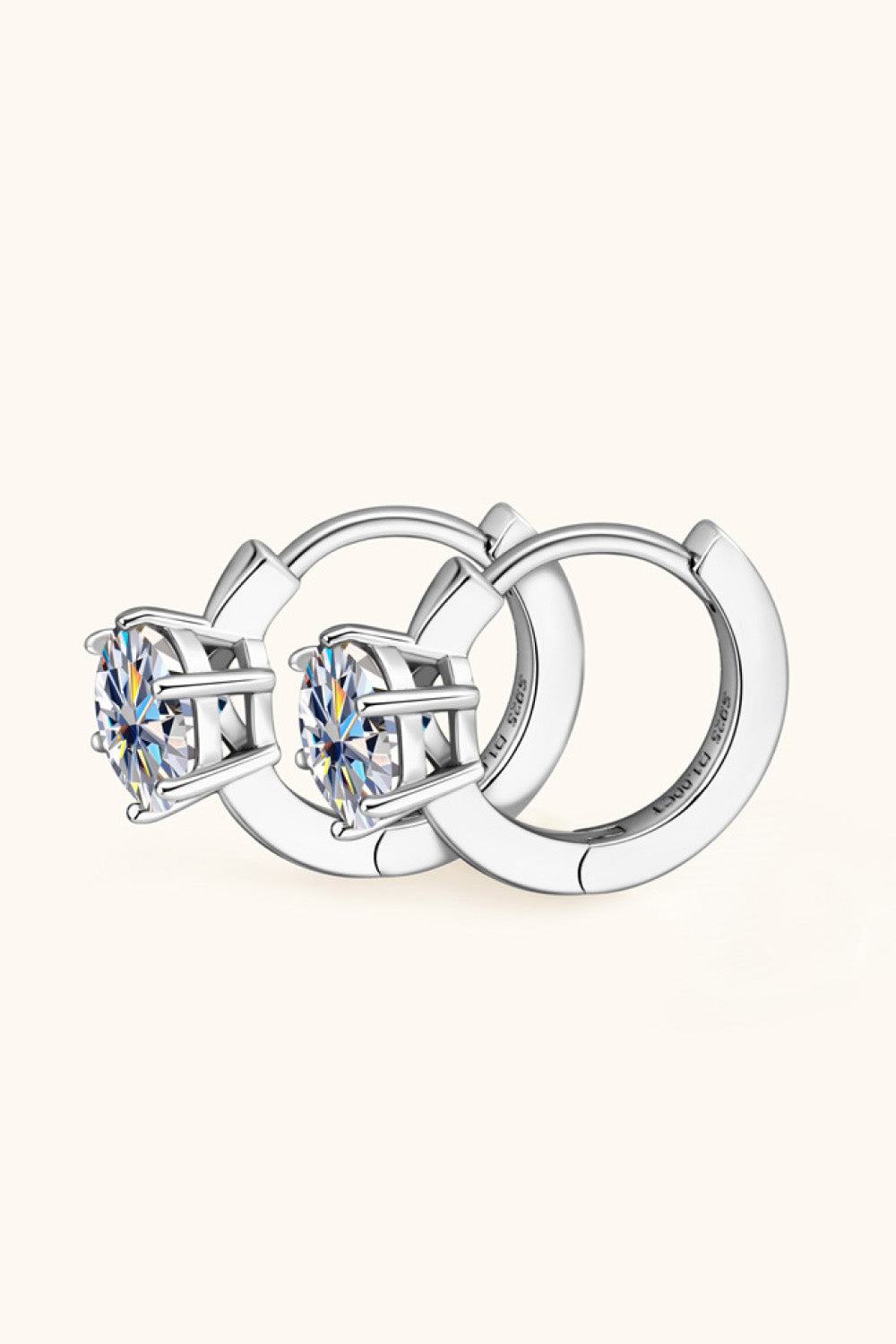 "Perfectionist" 2 Carat Moissanite 925 Sterling Silver Huggie Earrings
