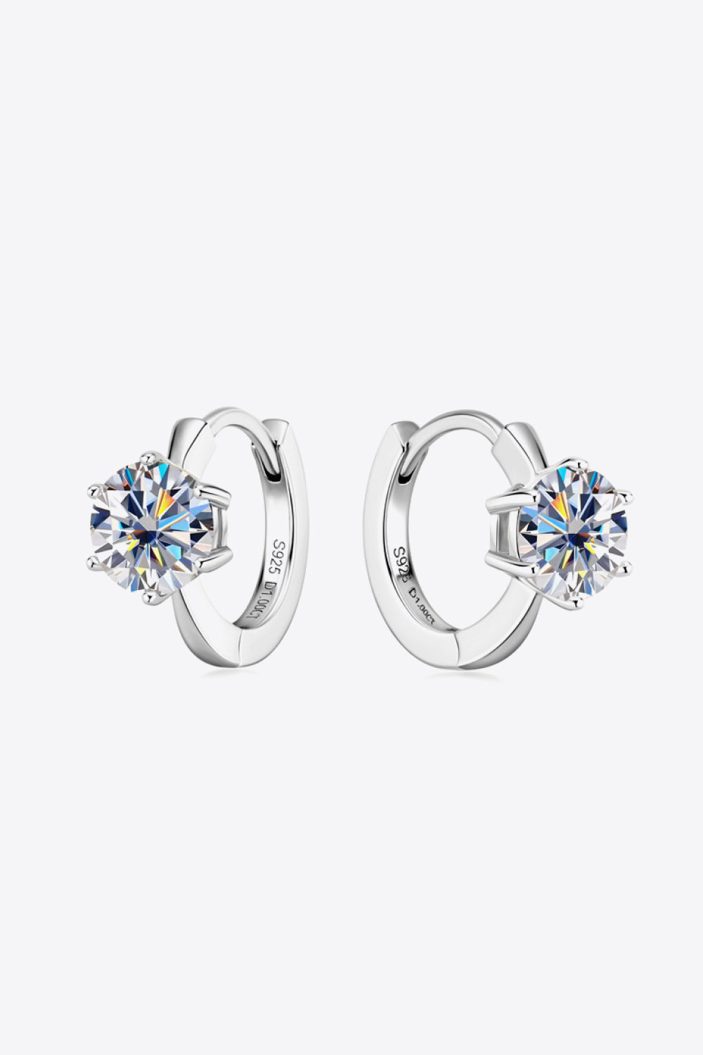 "Perfectionist" 2 Carat Moissanite 925 Sterling Silver Huggie Earrings