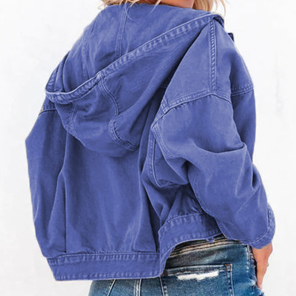 Bree Hooded Dropped Shoulder Denim Jacket