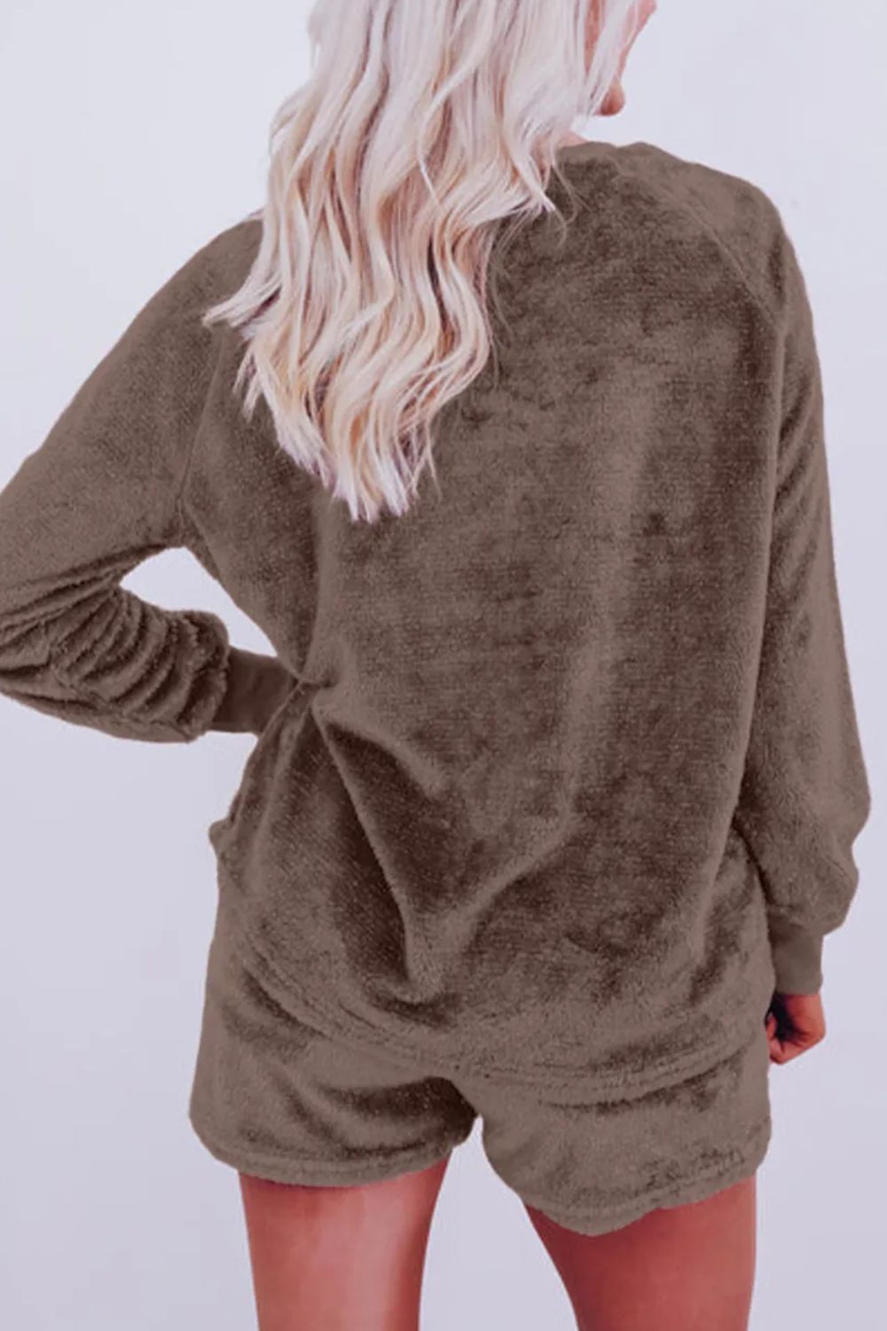 Sammie Round Neck Long Sleeve Top and Shorts Lounge Set