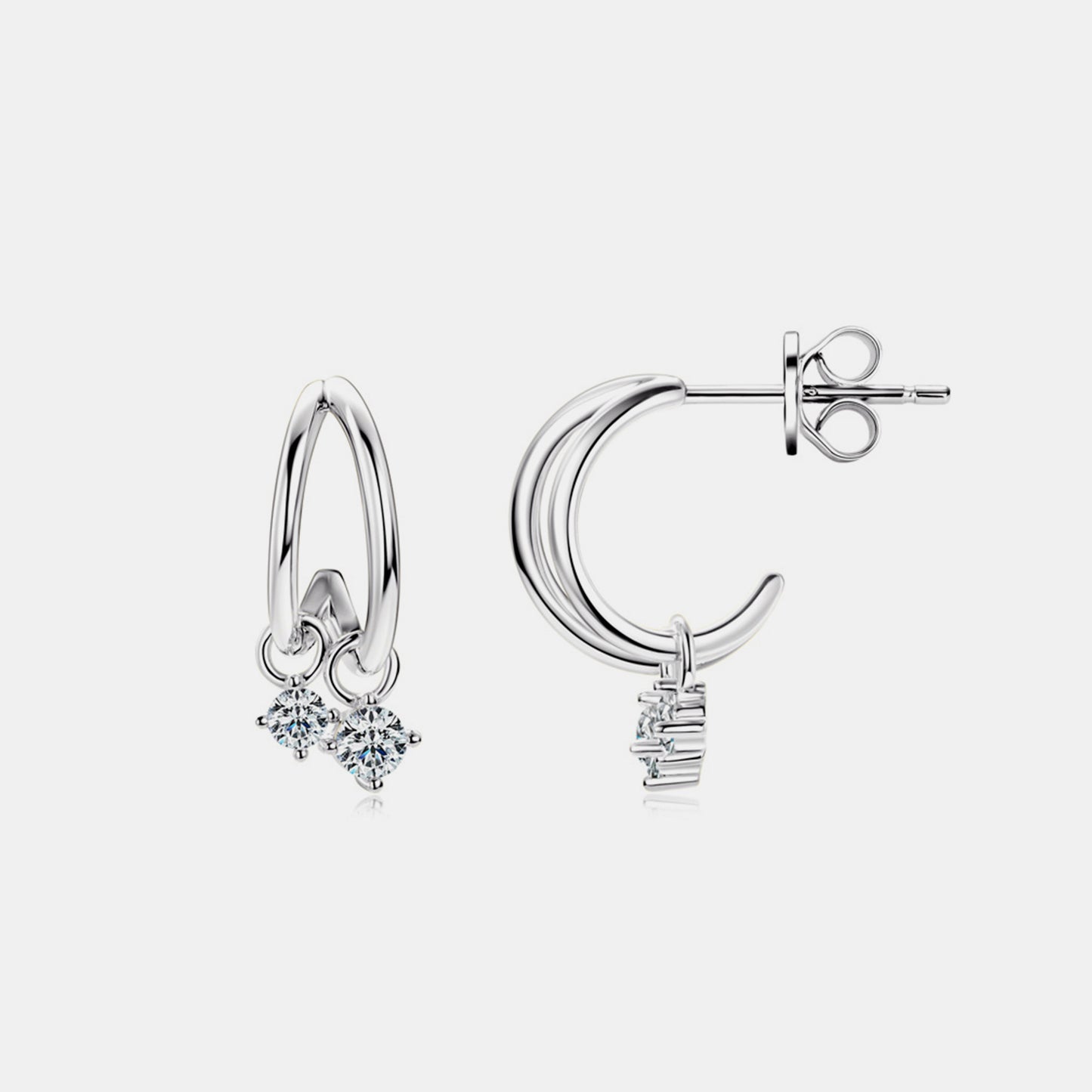 Faye 925 Sterling Silver Moissanite C-Hoop Earrings