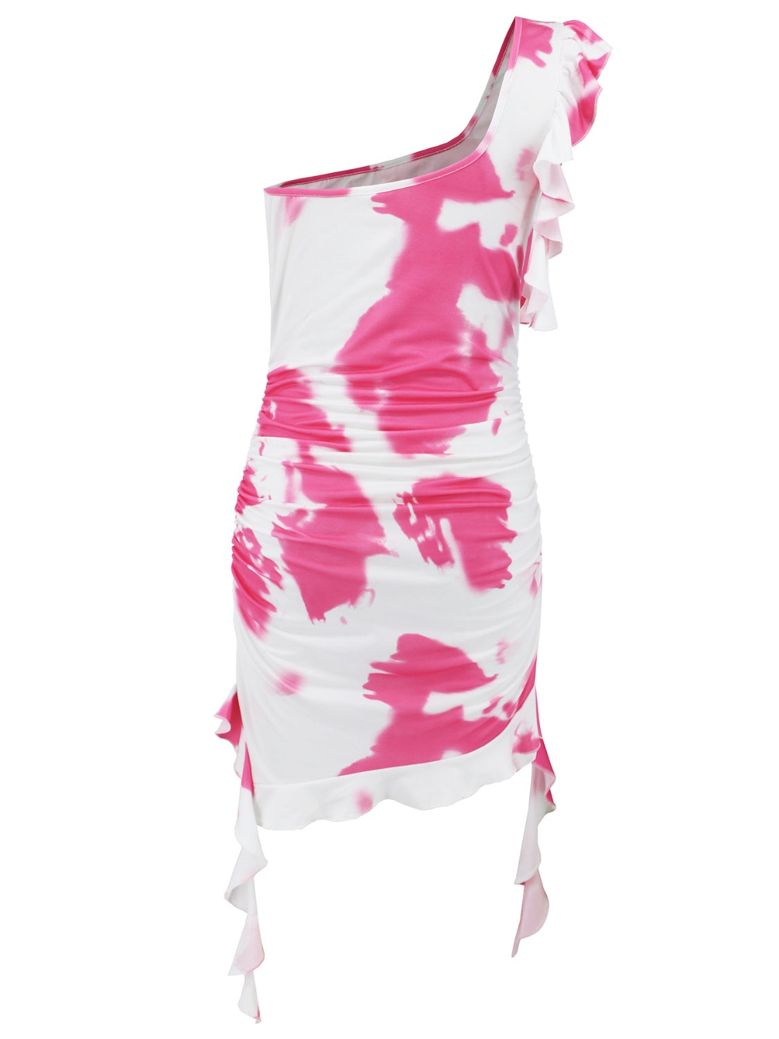 Lorena Ruffled Tie-Dye Single Shoulder Mini Dress