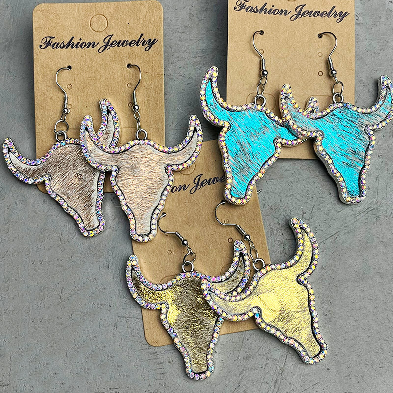 No Bull Rhinestone Bull Earrings