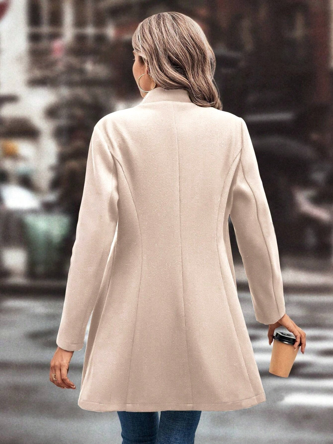 Deanne Collared Neck Long Sleeve Longline Coat