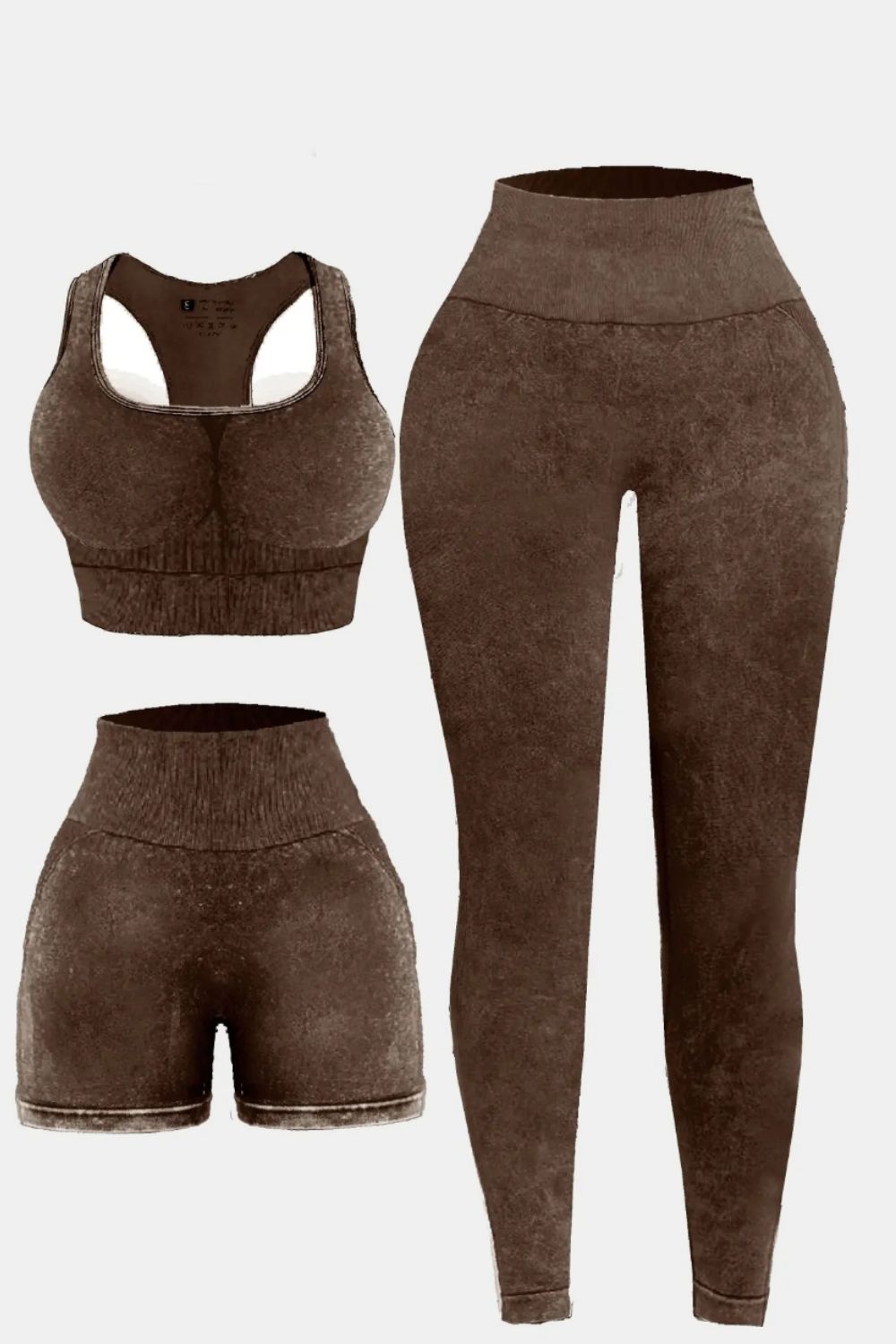 Bessa 3 Piece Washed Square Neck Wide Strap Active Set