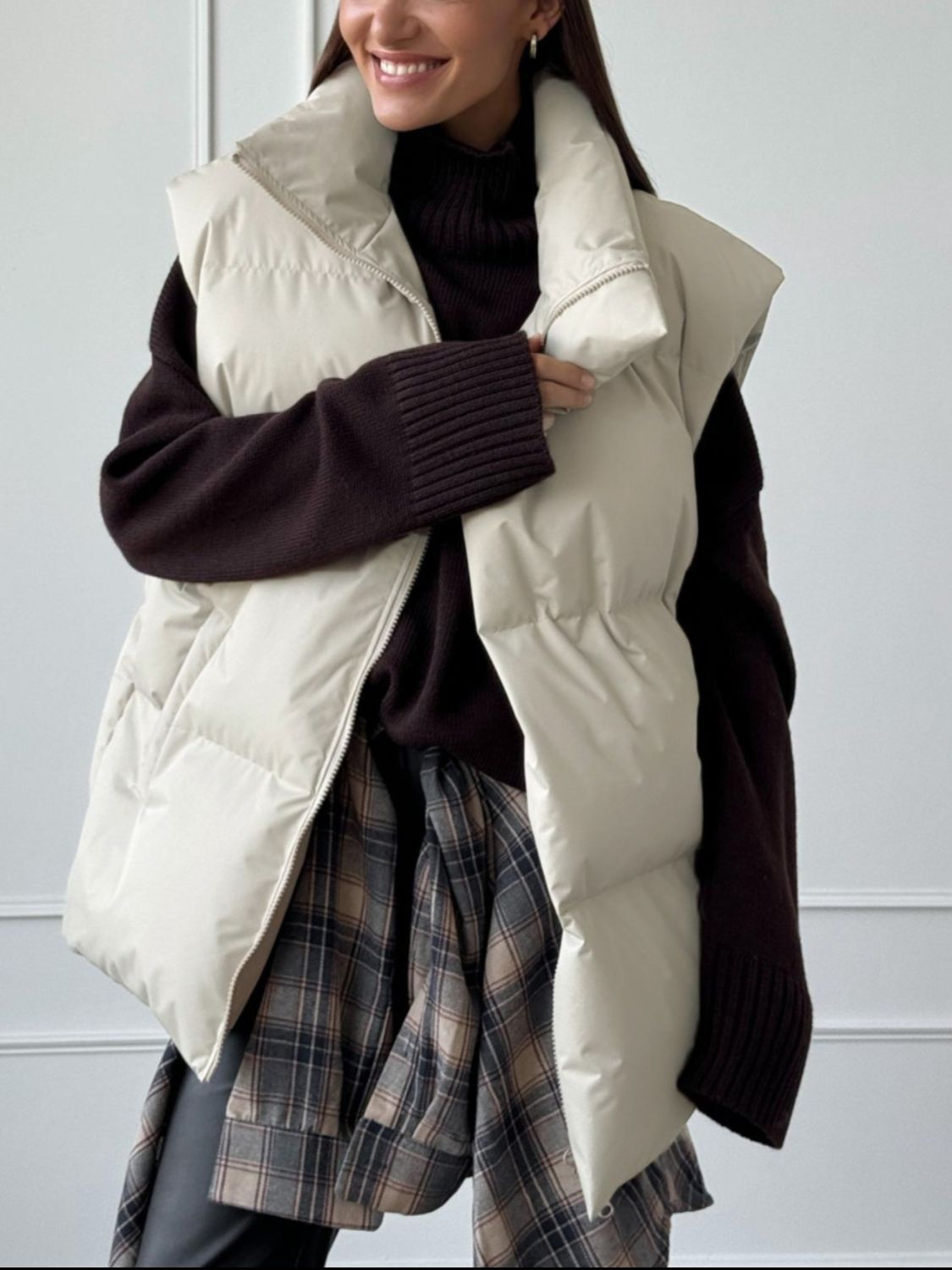 Amarae Zip Up Turtleneck Vest Coat