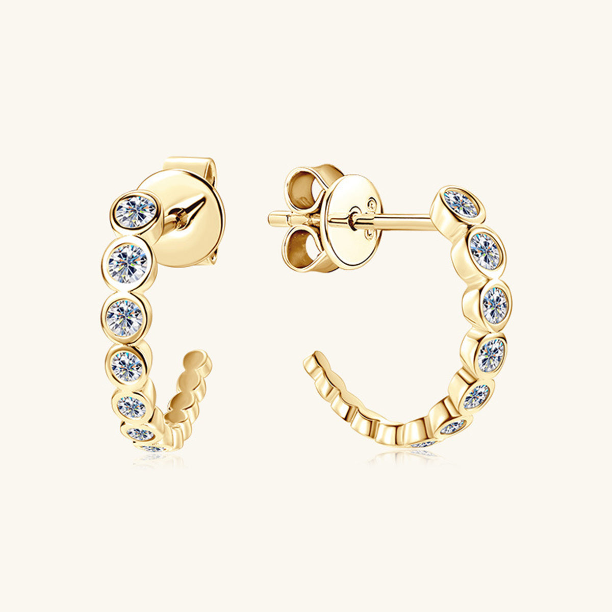 Hannah Inlaid Moissanite 925 Sterling Silver C-Hoop Earrings